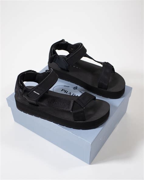 prada nomad sandals black|prada platform sandals.